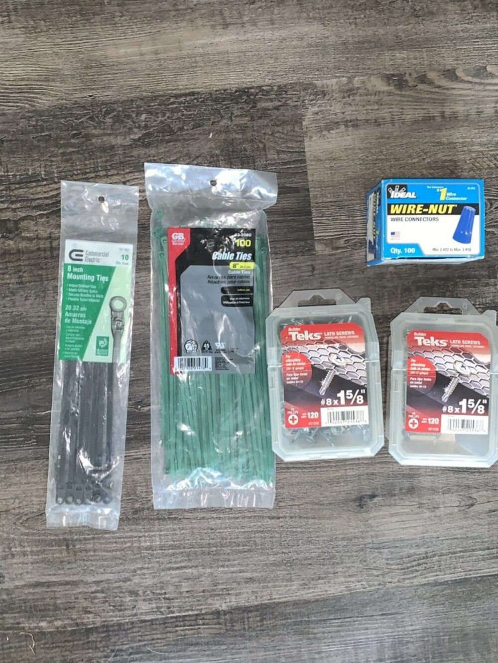 Mixed Hardware Lot Screws, Wire Nuts, Cable Mounting Ties Brand New